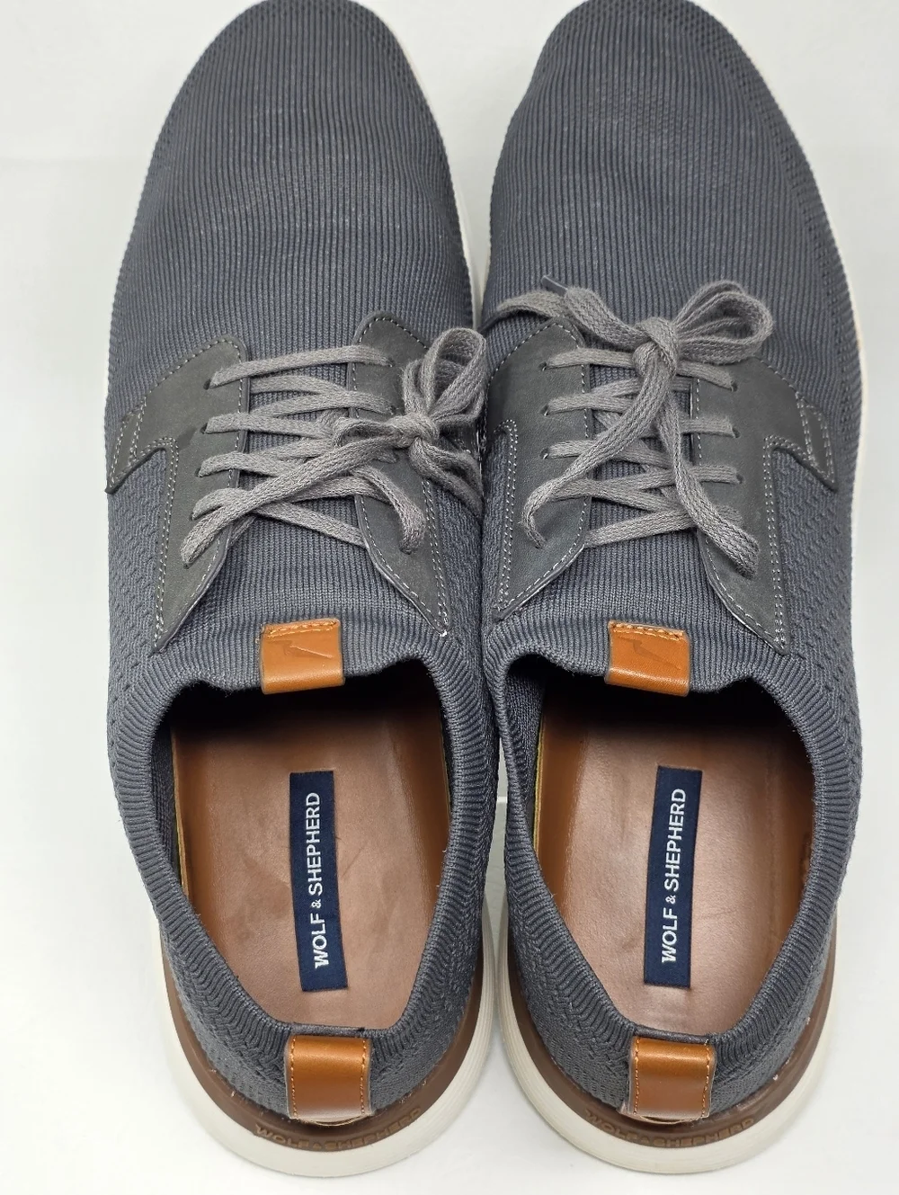 Wolf & Shepherd SwiftKnit Derby Mens Gray Knit Casual Sneakers Size 14 Pre-owned
